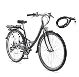 Teutoburg Senne Fahrrad Pedelec Citybike Elektrofahrrad schwarz, E-Bike 28 Zoll, 10,4 Ah/36V Lithium Ionen Akku, 7-Gang...